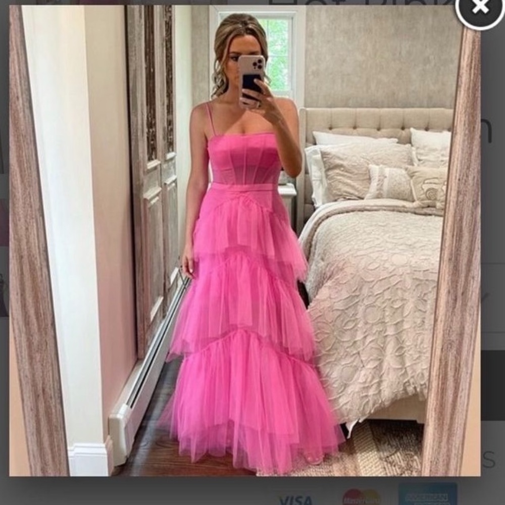 Purple tulle tiered prom dress, size 12, never been worn before